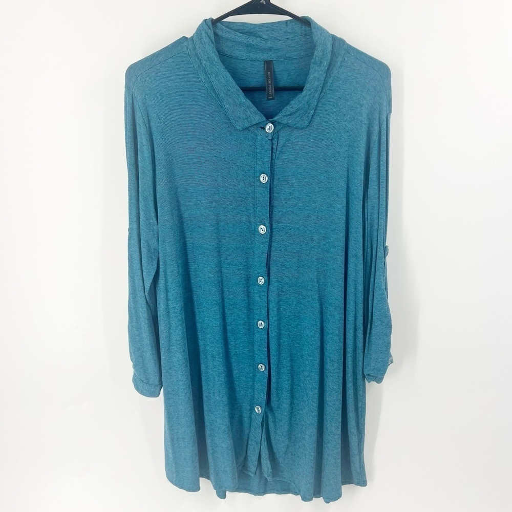 ✅ MATCH POINT TEAL BUTTON DOWN LONG SLEEVE TOP SIZE MEDIUM‎